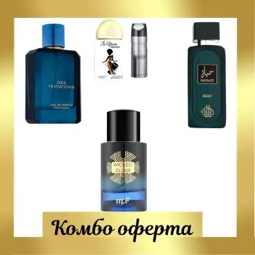 Fragrance World Des Tentations + My Perfumes Wicked Elixir + Fragrance World Hayaati Beau + Мини: Lattafa La African Drummer + Дезодорант